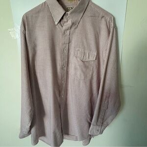 Vintage L.L. Bean Red Stripe Button Down Shirt – Made in USA – Size 17.5/35